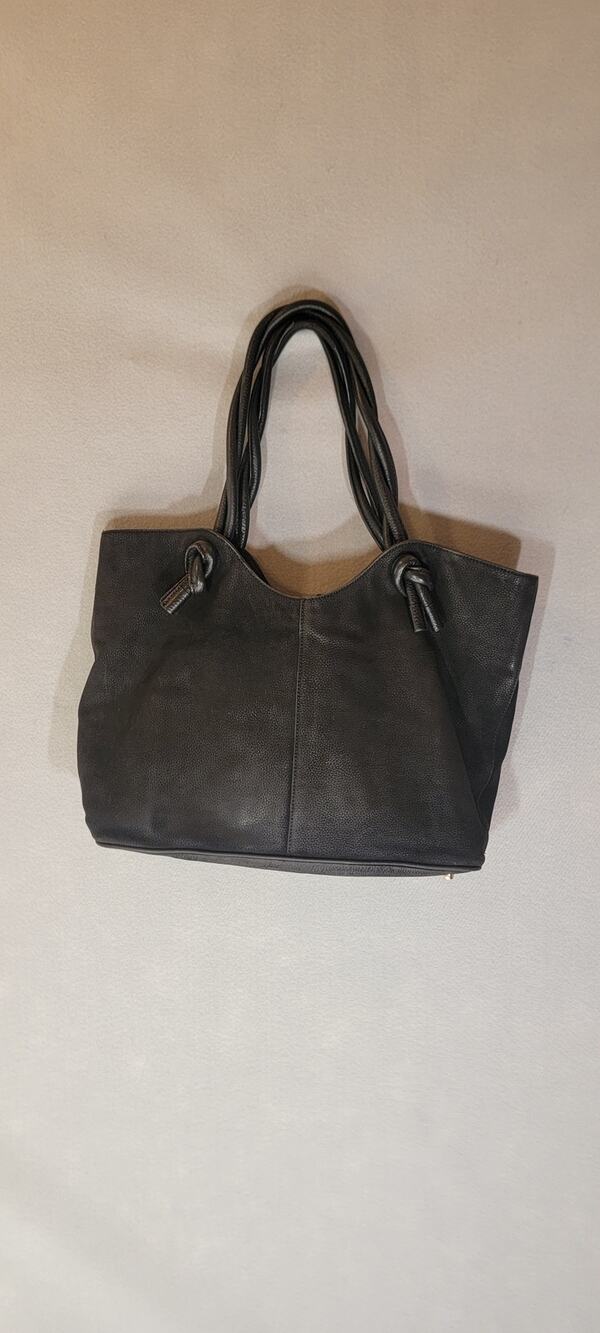 Neely & Chloe Anthropologie The Twist Leather Tote Bag Black Knot Handles Large